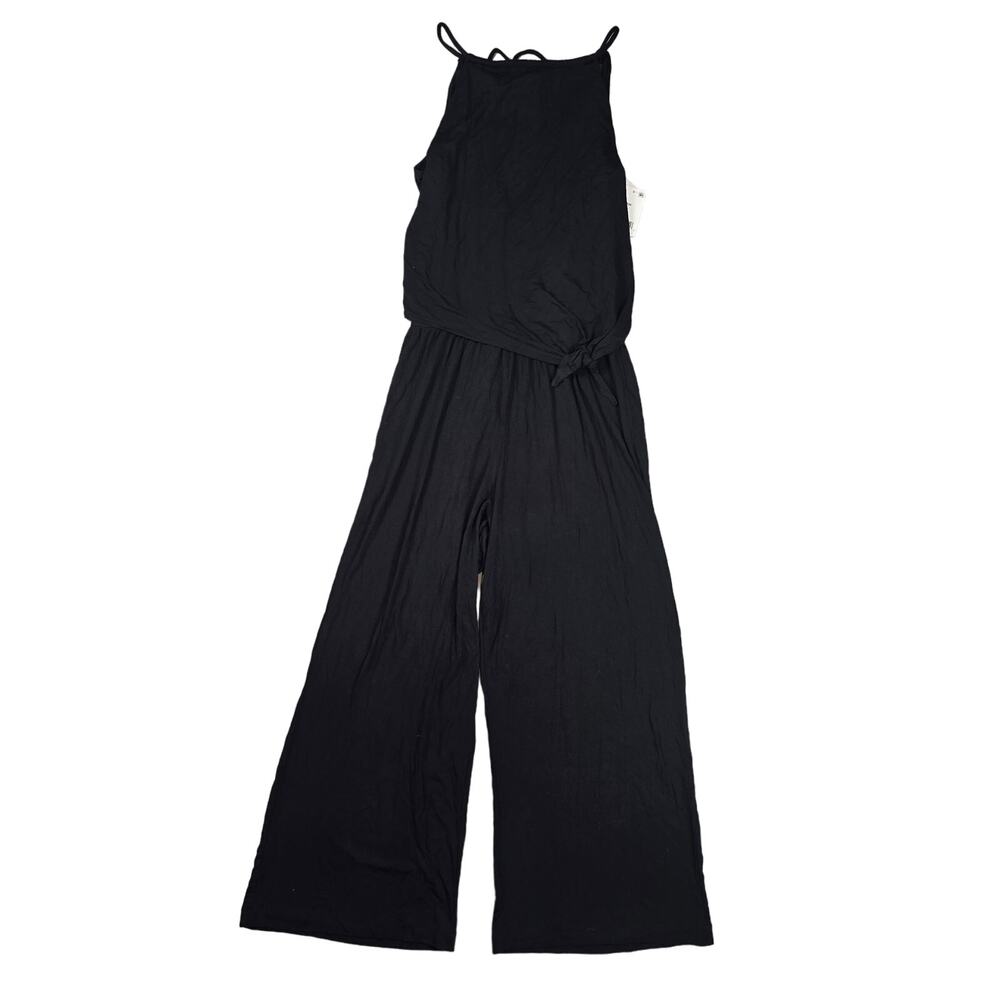 NWT Trina Turk Womens Black sleeveless Jumpsuit Front tie Open Back Medium